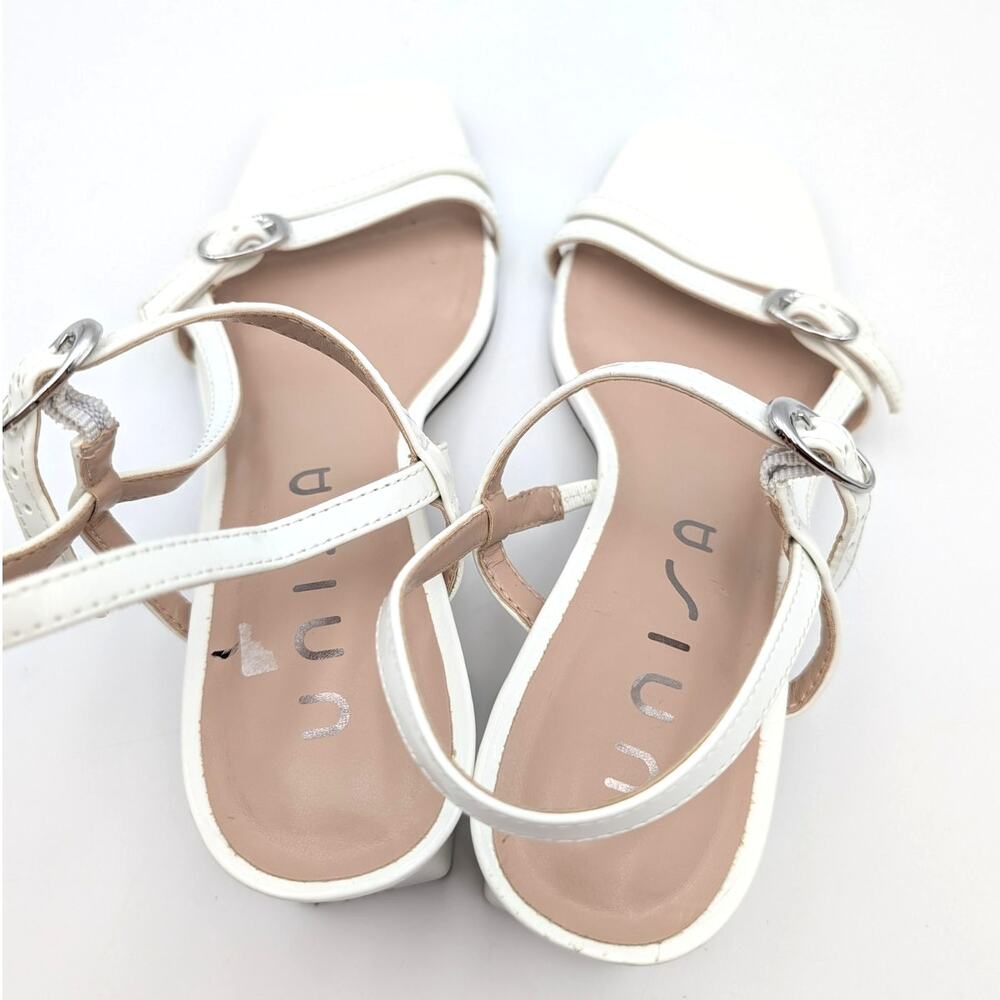 Unisa Laider Block Heel Sandals Women's Ankle Strap White Size US6M EU36.5 - Picture 5 of 12